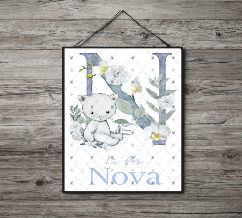 Animal Initial Name Print, Letter N Custom Print, Letter N - Click Image to Close